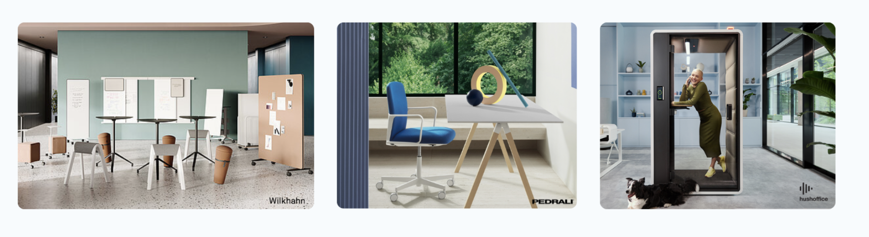 blog_4.1.png An expansive architectural design exhibition space displaying modern, reconfigurable office furniture systems and sustainable acoustic workplace solutions.